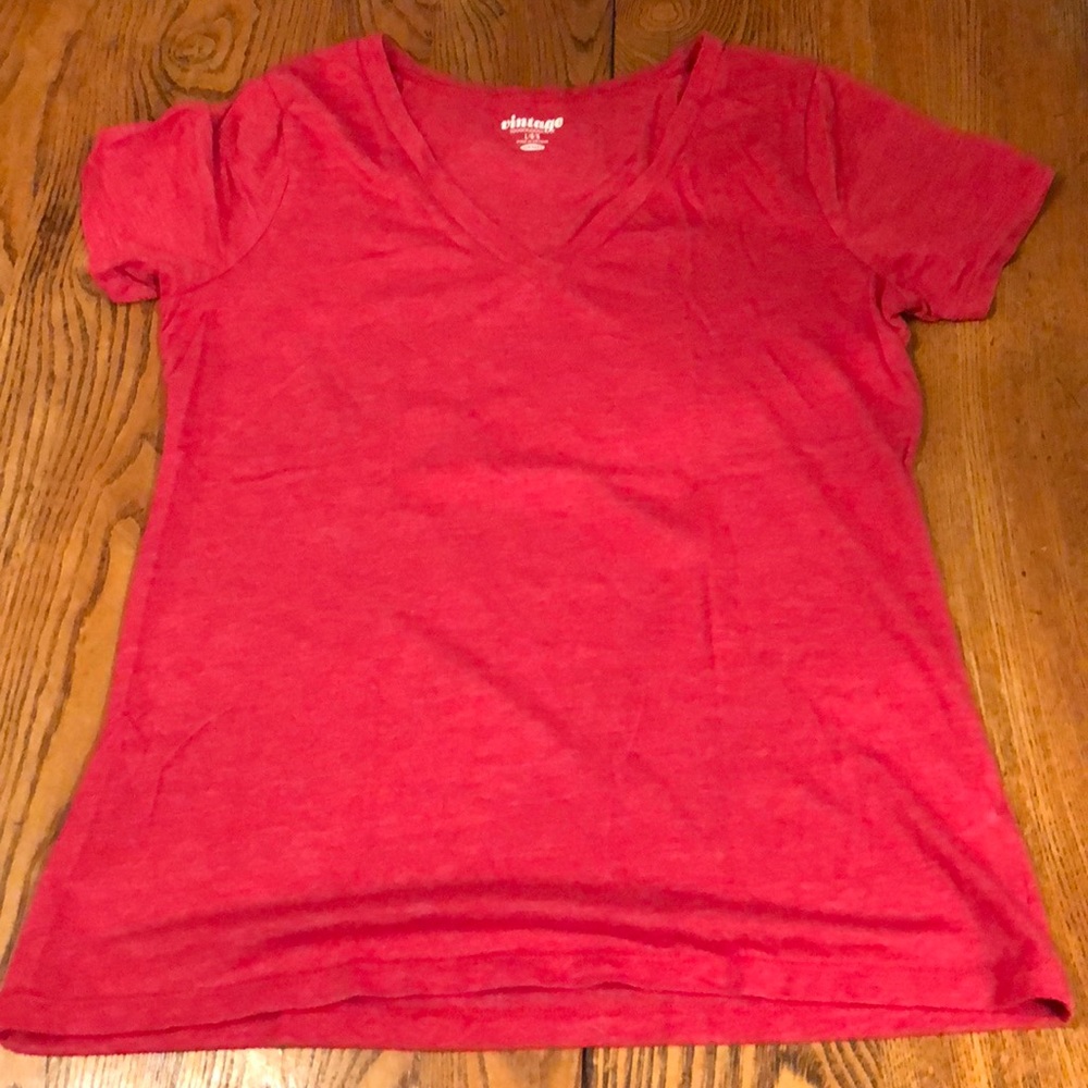 Red v-neck t-shirt